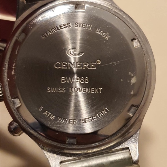 Vtg Cenere BW-988 Silver/Blue Rhinestone Silicone Chrono Women's Watch w/Date - Picture 5 of 5